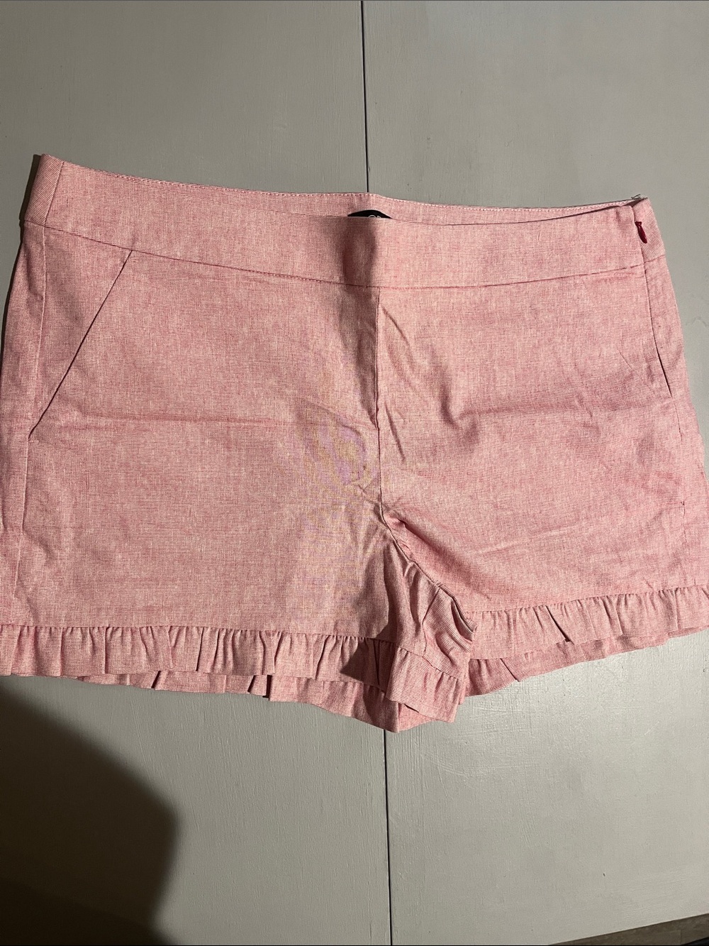 LOFT Pink Ruffle Hem Cotton Blend Shorts